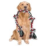 LUXMAY Hundespielzeug unzerstörbare Seil für Starke große Hunde, Hundeseil Spielzeug, 92 cm 5 Knoten, Seil für Aggressive Kauen, Interaktives Seil für mittlere und große Hunderassen
