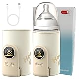 Flaschenwärmer Baby Unterweg 6 Einstellbare Temperatur 38-50℃, Tragbarer Fläschchenwärmer Baby mit LCD Display USB Ladung, Babyflaschenwärmer, Babyflaschen Wärmer für Muttermilch oder Milchnahrung
