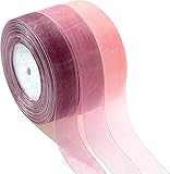 3 Rollen Schleifenband, 2,5 cm X 45 m Organzaband Geschenkband Breit Satinband Rosa Transparentes Geschenkbänder Organza, für Hochzeit, Basteln, Dekoratives, Party, Blumensträuße, Schleifen, 3 Farben