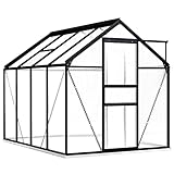 vidaXL Gewächshaus mit Fundamentrahmen Garten Treibhaus Pflanzenhaus Frühbeet Gartenhaus Tomatenhaus Anthrazit Aluminium Polycarbonat 4,75 m³