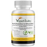 Vegan Multivitamin Tabletten hochdosiert - Vitamin b12 vegan & Eisen. 180 Multivitamin Nahrungsergänzungsmittel - 6 Monate Vegan & Vegetarier - Alle Vitamine in einer Tablette