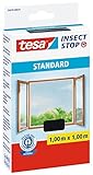 tesa Insect Stop STANDARD Fliegengitter für Fenster - Insektenschutz zuschneidbar - Mückenschutz ohne Bohren - 1 x Fliegen Netz anthrazit - 100 cm x 100 cm