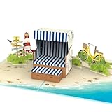 papercrush® Pop-Up Karte Strandkorb - 3D Geburtstagskarte für Frauen, Geldgeschenk für Strandurlaub & Urlaubskasse, Reisegutschein für Nordsee, Sylt & Ostsee, Geschenkgutschein für Urlaub am Meer
