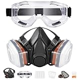 Atemschutzmaske Wiederverwendbare Halbgesichtsabdeckung mit Schutzbrille, Gasmaske mit 2 Filtern und 8 Filterbaumwolle für Malerei, Staub, Schweißen, Organische Dämpfe, Polieren und Holzbearbeitung