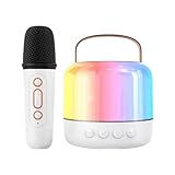 Sghtil Kleine Karaoke -Maschine, Karaoke -Maschine mit Mikrofon, Wiederaufladbare Karaoke -Maschine High -Fidelity -Audio -Lautsprecher, Verstärker -LED -Leuchten tragbare Lautsprecher für Camping,