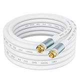 GOSYSONG RG6 Koaxialkabel Super Speed Internet, Breitband und Digital-TV-Antenne, Satelliten-RG6-Koaxial-Verlängerungskabel, Spritzguss-Dichtung und Kompressionsstecker, 12 m, Weiß