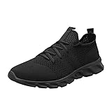 Generisch Muttertagsgeschenk, Laufschuhe Herren Running Joggingschuhe Sportschuhe Turnschuhe Schuhe Freizeitschuhe Sommerschuhe Sneaker Walkingschuhe Hallenschuhe Leichte Outdoor Bequeme, Schwarz, 45