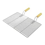 BBQ Grillrost Eckig 54x34cm aus Hochwertigem Edelstahl mit Handgriffen für Gasgrill, Kugelgrill usw.