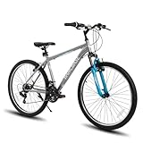 Hiland BAMCBASE 27,5 Zoll Mountainbike, 21 Gänge Mountainbike, Hochfester Stahlrahmen Hardtail Fahrrad V-Bremsen für Erwachsene Männer Frauen, Grau