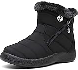 Gaatpot Damen Winterstiefel Wasserdicht Warm gefütterte Schneestiefel Winterschuhe Winter Kurzschaft Stiefel Boots Schuhe Schwarz 39