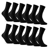 12 Paar Socken Herren Schwarz Business Socken Baumwolle Herrensocken 70203T (Schwarz 43-46)