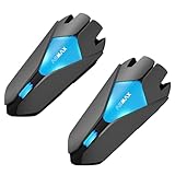 ASMAX Motorrad-Gegensprechanlage mit Bluetooth, 10 Mesh-Intercom, Sprachsteuerung, 42 Minuten, Schnellladung, magnetische Montage, Geräuschunterdrückung, universelle Kopplung, IP67, doppelt