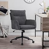 Homeoffice Stuhl, Bürostuhl Höhenverstellbar Schreibtischstuhl mit Polsterung bis 120 kg, Drehstuhl 360° Drehbar Bürosessel aus Webstoff Office Chair für Arbeitszimmer, Schlafzimmer (Anthrazit)