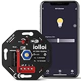 iolloi Universal WiFi/Wlan Dimmer Schalter, Smart Dimmschalter 230V, LED Dimmer 5-250W, Kompatibel mit Alexa, Google Home & Tuya Smart Life, dimmer für led lampen (kein Neutralleiter erforderlich)