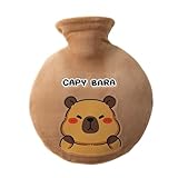 Capybara Handwärmer, Wärmflasche, verdicktes Material, auslaufsicher, weiche Hülle, tragbar, leicht, einfache Reinigung, Wärmtasche für Reisen, Schlafen, Frauen und Kinder, 17 x 21 cm,
