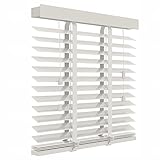 Verdunklungsjalousien, horizontale Holzrollos mit 50 mm Lamellen, weiße Fensterblenden für Zuhause oder Büro, geeignet für verschiedene Fenstergrößen