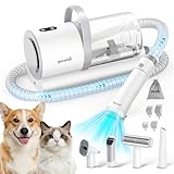 pecute Hundestaubsauger 12000 Pa Super Saugkraft, Profi Haustierpflegeset mit Bürste & 1.5L Staubbehälter, Multifunktionaler Hundeschermaschine Hund Katze mit Hunderasierer Pflegewerkzeugen