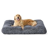 Bedsure Flauschiges Hundebett Grosse Hunde - 104x74x8 cm Hundebett waschbar für große Hunde, plüsch Hundekissen Grosse Hunde, grau