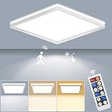 LEZOE LED Deckenleuchte mit Bewegungsmelder, 24W 2400LM Radar Sesor Deckenlampe Bewegungssensor, 3000K/4000K/6500K IP54 Sensorlampe Für Badezimmer, Garage, Treppen, Keller, Flur, Balkon, Diele 30cm