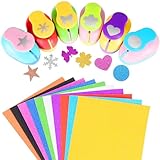 Geebuzz 6-teiliges buntes Bastellocher mit 10 Glitzer-Kartonpapier, dekoratives Scrapbook-Papierstanzer-Set, verschiedene Formen, Papierlocher Set für Bürobedarf (6 Stück)