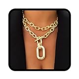 Handcess Boho Chunky Choker Halskette Gold Layered Halsketten Punk Dicke Halskette Kette für Frauen