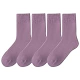 Hochzeit Socken Dickere, warme, flauschige Socken, Geschenke für Frauen, flauschige, gemütliche Socken, Strumpffüller, Damensocken, einfarbige Thermosocken Schurwolle Socken (Purple, One Size)