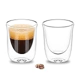 ParaCity Espressotassen 2er Set, 60ml Doppelwandige Gläser, Latte Macchiato Gläser mit Ausgießer, Kaffeetassen aus Borosilikatglas, Kleine Kaffeegläser für Espressomaschinen Zubehör (60ml)