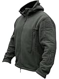 TACVASEN Herren Fleecejacke Military Outdoor Winddichte Jacke mit Kapuze- Gr. L, Grau