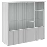 HUAKEHOM Voliere Vogelvoliere Vogelkäfig Grau Vogelhaus Käfig 215x78x200 cm Verzinkter Stahl