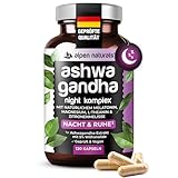 Ashwagandha Night Komplex – 120 Kapseln mit natürlichem Melatonin (Sauerkirsch Extrakt), Magnesium, Zitronenmelisse, Grüntee (L-Theanin) und Vitamite B6/D3/K2 – Vegan & laborgeprüft – Made in Germany