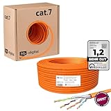 HB-DIGITAL 50m CAT.7 Netzwerkkabel LAN Kabel Verlegekabel PiMF AWG23 Reines Kupfer GHMT Zertifiziert Brandklasse: CCA PoE LSZH Halogenfrei RoHS Installationskabel Datenkabel für Modem Orange