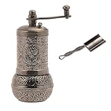 Natural Bazaar Türkische Pfeffermühle Nachfüllbar mit Kurbel Gewürzmühle (Altsilber)
