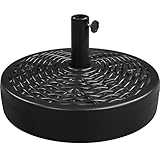 Yaheetech Sonnenschirmständer Gartenschirmhalter in Ratten-Optik Φ 50 cm Rund Schirmgewicht mit Wasser/Sand Befüllbar für Schirmstänge Φ 38/48 mm, Schwarz