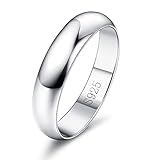 Diamday 925 Sterling Silber Ring Frauen Männer Schlicht Verlobungsring Polierte Trauring Hochzeit Glänzend Elegant Ring Silber Damen Ehering für Paar Simpel Damenring Herrenring Schmuck 4MM 60