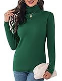 Aottori Damen Elegant Rollkragen Pullover Slim Fit Langarm Strickwaren Rollkragenpullover Strickpullover für Winter Ribbed Strick Pullover Dunkelgrün M