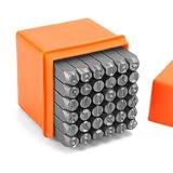 QWORK® 36-teiliges Schlagzahlen Set, 6mm Schlagbuchstaben A-Z, Zahlen 0-9, Symbol &, Metall Schlagstempel für Metall, Kunststoff, Holz und Leder