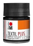 Marabu 17150005073 - Textil Plus schwarz 50 ml, volldeckende Stoffmalfarbe für dunkle Stoffe, geeignet für Stoffmalerei und Stoffdruck, nach Fixierung waschbeständig bis 40 °C