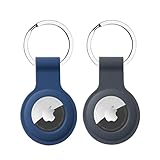 2 Stück Schlüsselanhänger für Apple AirTag Anhänger, Airtags Hülle Silikon Case Cover Schutzhülle für Air Tag mit Key Ring