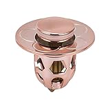 Waschbecken-Galvanik-Abtropffläche, Springender, Waschbecken, Poolbecken, Kupferkern, Push-Typ, Springender, undichter Stecker Restaurierung Stoff Restaurator (Rose Gold, One Size)