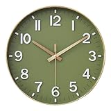 Maxspace Moderne Wanduhr, 30,5 cm, leise, nicht tickende Wanduhr, batteriebetrieben, analoge Wanduhr für Wohnzimmer, Schlafzimmer, Küche, Büro, Klassenzimmer, Dekoration (grün)