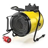 DAHTEC Industrie Heizgerät 5000 Watt Heizlüfter Große Räume mit Thermostat & 3 Heizstufen Bauheizer Bautrockner Heizgebläse mit Tragbarer Griff für Garage, Baustelle