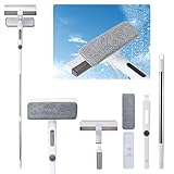 Window Buddy Fensterwischer Abzieher Set mit Sprühfunktion, 3-in-1 Dual Side Mist Einziehbarer Fensterreiniger, Haushaltsabzieher Fensterreinigungs-Werkzeugsatz