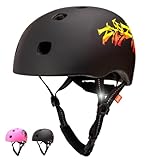 Crazy Safety Ramp Squares Fahrradhelm | Helm Kinder für Fahrrad, Skateboard, Inlineskates und BMX-Rad | Fahrradhelm Damen Herren | Verstellbarer BMX Helm (Graffiti Schwarz, S/M 52-56 cm)