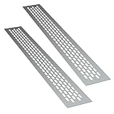 sossai® Aluminium Lüftungsgitter - Alucratis (2 Stück) | Rechteckig - Maße: 48 x 6 cm | Farbe: Aluminium | eloxiert