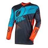 O'NEAL | Motocross-Trikot | Enduro Motorrad | Passform für Maximale Bewegungsfreiheit, Gepolsterter Ellbogenschutz, Atmungsaktiv | Element Jersey Factor | Erwachsene | Blau Grau Orange | Größe M