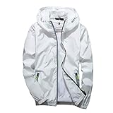 Sweatjacke Herren,Langärmelig Einfarbig Sweatjacke Reißverschluss Kapuzenjacke Reflektierendem Outdoor Sport Jacke,Winterblusen Damen Leicht Trachtenbluse Damen Weiß Bluse(Weiß,Groß)