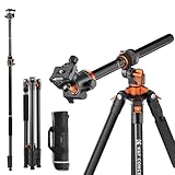 K&F Concept Neues Dreibein Stativ für Kamera, 230cm Professionelles Kamera Stativ mit Neuer Mittelsäule-Konstruktion, abziehbares Einbeinstativ, Tripod für Außen- und Innenaufnahmen T254A7+BH-28L