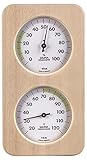 TFA Dostmann Sauna-Thermo-Hygrometer Haar-Synthetik, hitzebeständig, aus Massivholz, L 131 x B 34 x H 240 mm (Oslo (Abachi))