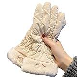 Outdoor-Fahrradhandschuhe, atmungsaktiv, 1 Paar, Vollfinger, wasserdicht, superweiches Fleecefutter, kaltes Wetter, Winter, Weiß, Einheitsgröße