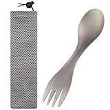 Göffel Titan,Spork,Titan Besteck,Outdoor Besteck,Titan Göffel,Camping Besteck,Reisebesteck,Titanium Löffel,mit Bestecktasche,Tragbare,Ultraleichtem,für Outdoor,Camping,Picknick,Reisen
